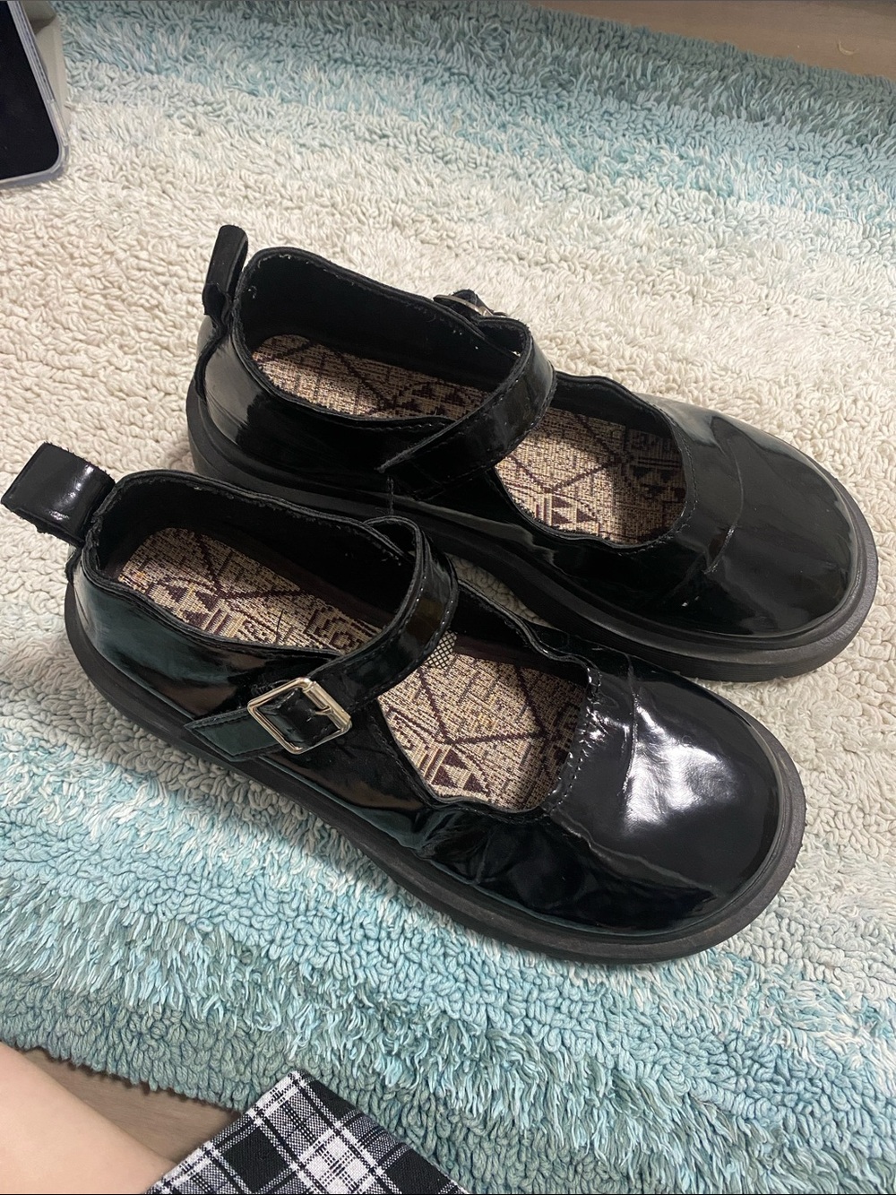 Patent Black Mary Jane Dress Flats with Buckle Strap